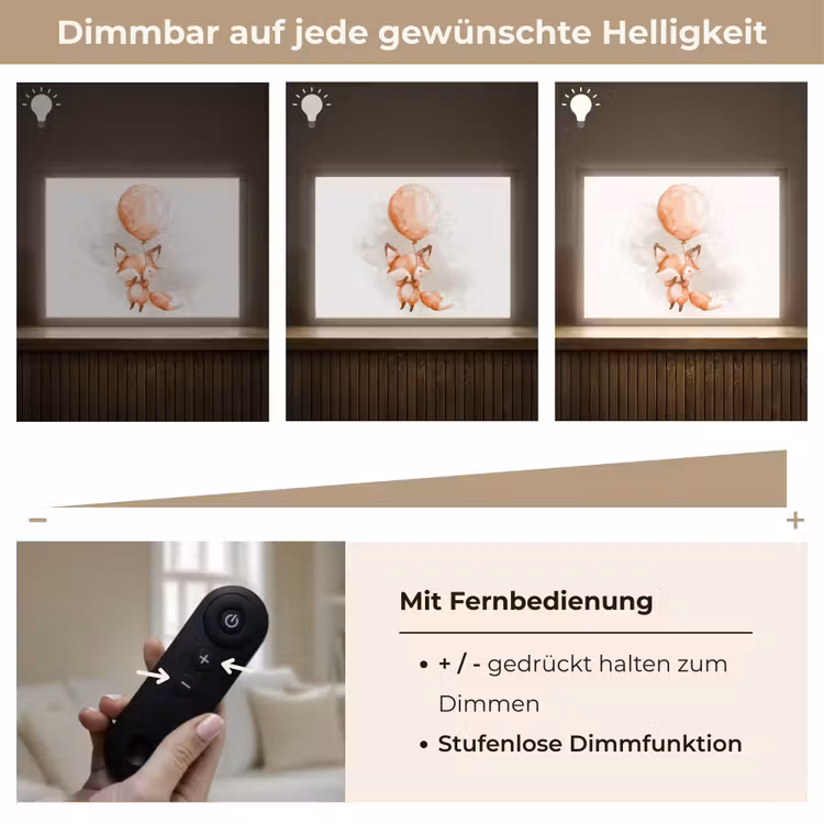 Vos - Pastel kleuren - Dier Light Box met batterij (Wandlamp kind) middel -USP_dimbaarDE