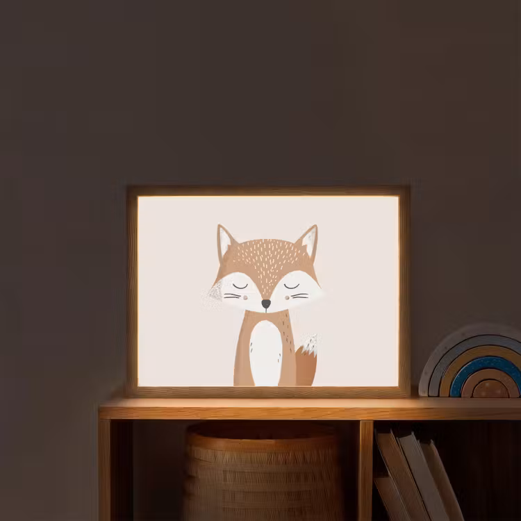 Vos - Dier - Bosdieren Light Box met batterij (Wandlamp kind) middel -sfeer1_kind