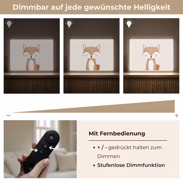 Vos - Dier - Bosdieren Light Box met batterij (Wandlamp kind) middel -USP_dimbaarDE