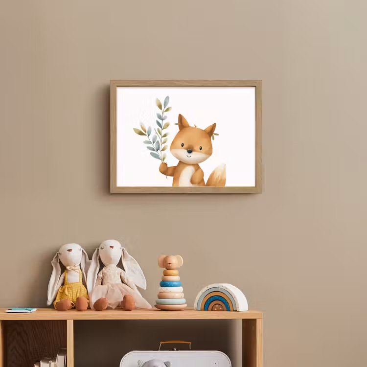 Vos - Dier - Bosdieren Light Box met batterij (Wandlamp kind) middel -sfeer2_kind