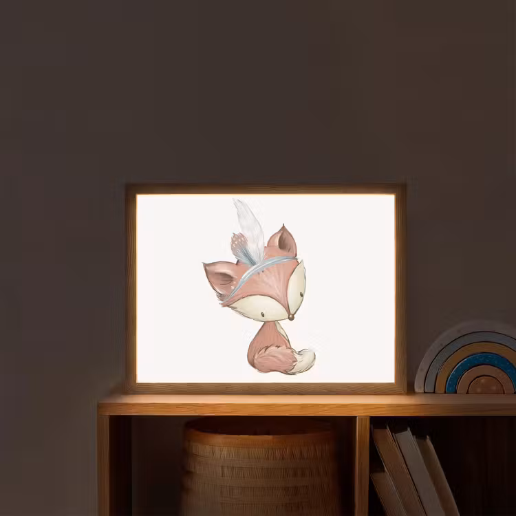 Vos - Dier - Bosdieren Light Box met batterij (Wandlamp kind) middel -sfeer1_kind