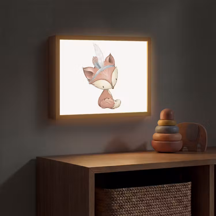 Vos - Dier - Bosdieren Light Box met batterij (Wandlamp kind) middel -sfeer5_kind