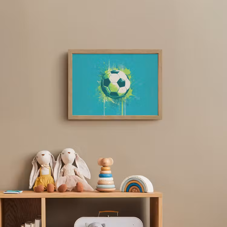 Voetbal - Abstract - Verfspatten - Groen Light Box met batterij (Wandlamp kind) middel -sfeer2_kind