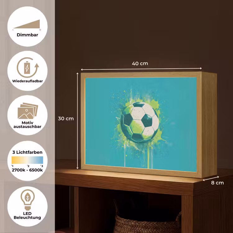 Voetbal - Abstract - Verfspatten - Groen Light Box met batterij (Wandlamp kind) middel -USP_websiteoverzichtDE