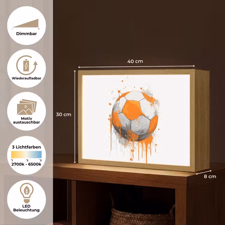 Voetbal - Abstract - Oranje - Verfspatten Light Box met batterij (Wandlamp kind) middel -USP_websiteoverzichtDE