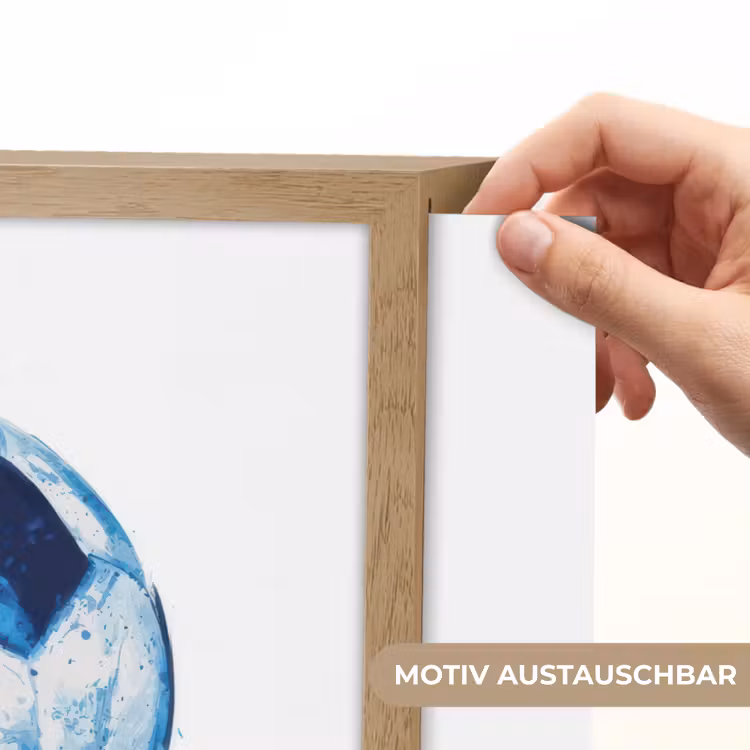 Voetbal - Blauw - Inkt - Spatten Light Box met batterij (Wandlamp kind) middel -USP_websiteprintDE