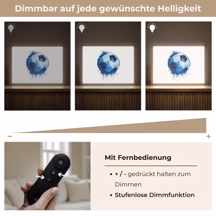 Voetbal - Blauw - Inkt - Spatten Light Box met batterij (Wandlamp kind) middel -USP_dimbaarDE