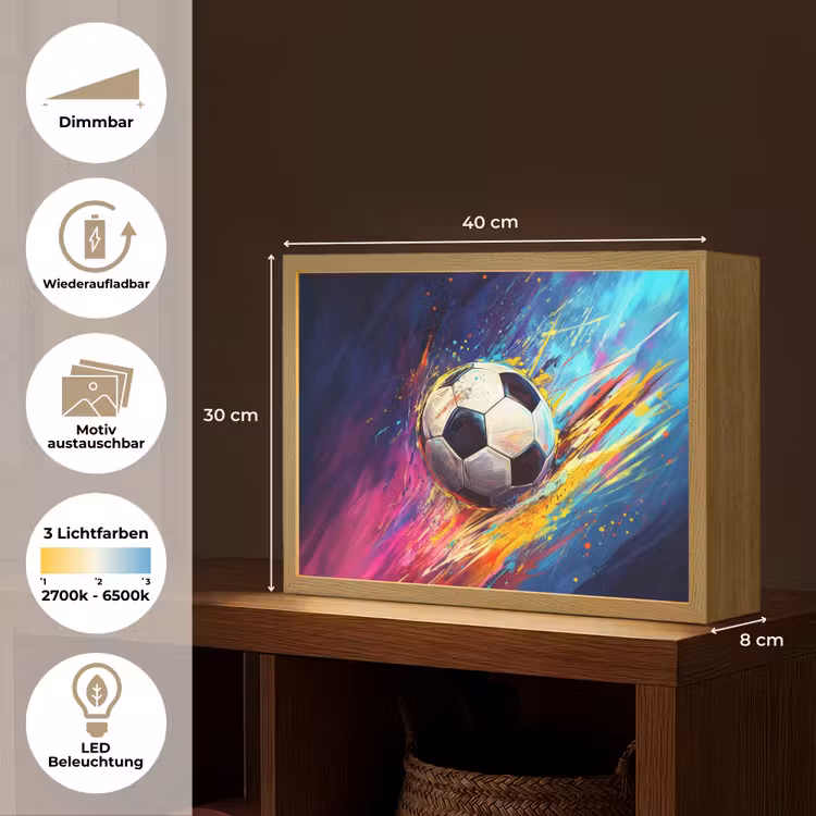 Voetbal - Kleurrijk - Abstract - Penseelstreken Light Box met batterij (Wandlamp kind) middel -USP_websiteoverzichtDE