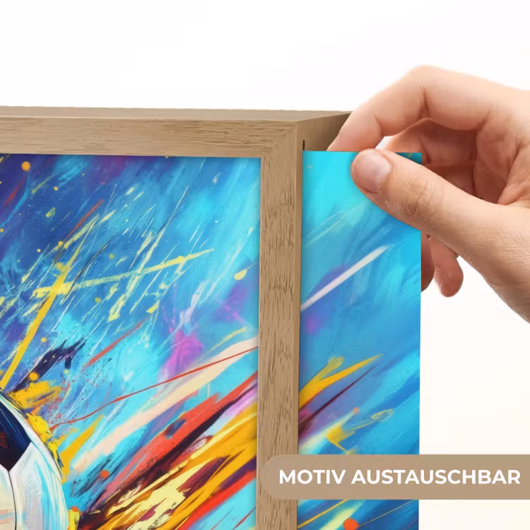 Voetbal - Kleurrijk - Abstract - Penseelstreken Light Box met batterij (Wandlamp kind) middel -USP_websiteprintDE