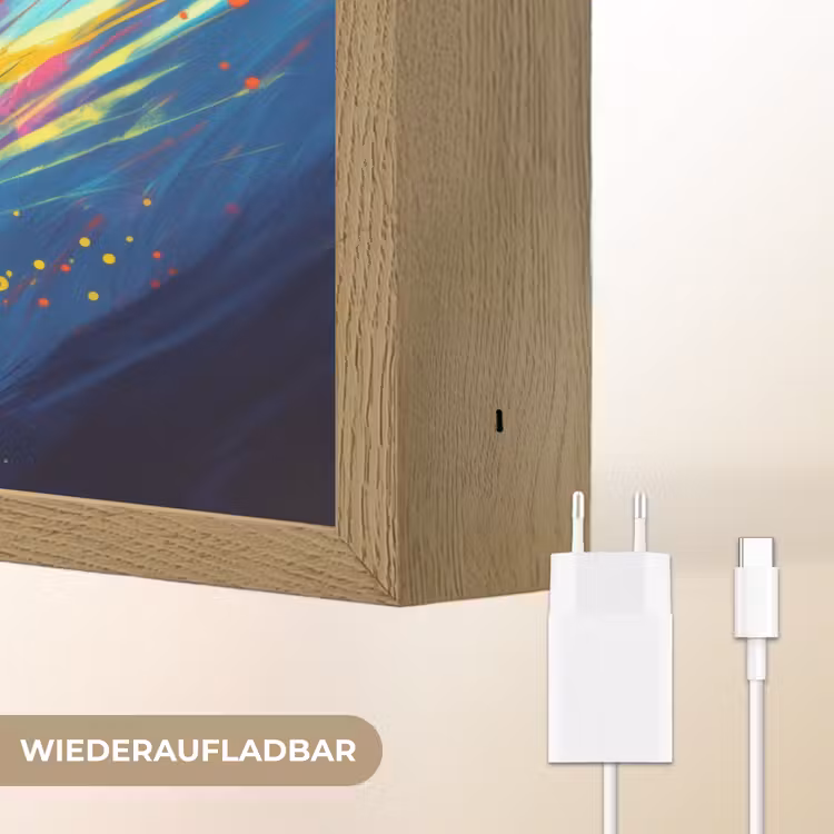 Voetbal - Kleurrijk - Abstract - Penseelstreken Light Box met batterij (Wandlamp kind) middel -USP_websiteoplaadbaarDE