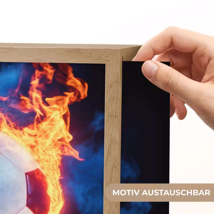 Voetbal - Vuur - IJs - Blauw Light Box met batterij (Wandlamp kind) middel -USP_websiteprintDE