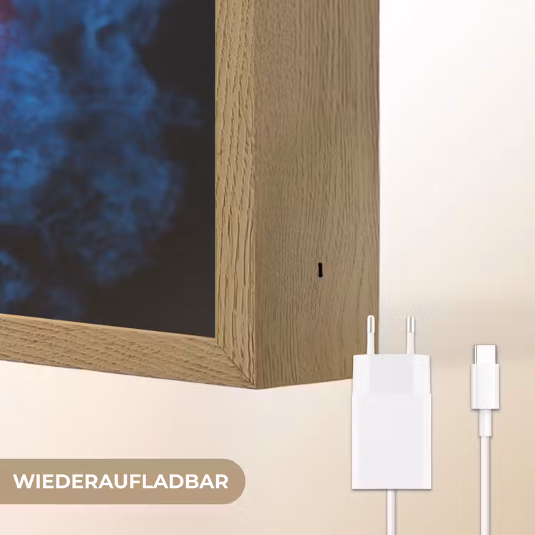Voetbal - Vuur - IJs - Blauw Light Box met batterij (Wandlamp kind) middel -USP_websiteoplaadbaarDE