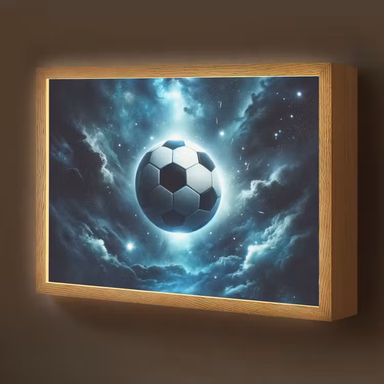 Voetbal - Galaxy - Ruimte - Sport - Blauw Light Box met batterij (Wandlamp kind) middel -z3d_website