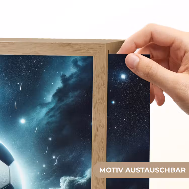 Voetbal - Galaxy - Ruimte - Sport - Blauw Light Box met batterij (Wandlamp kind) middel -USP_websiteprintDE
