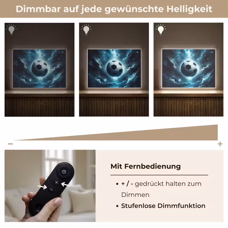 Voetbal - Galaxy - Ruimte - Sport - Blauw Light Box met batterij (Wandlamp kind) middel -USP_dimbaarDE