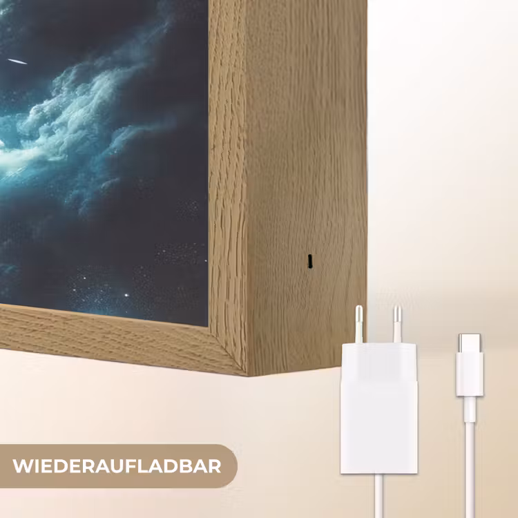 Voetbal - Galaxy - Ruimte - Sport - Blauw Light Box met batterij (Wandlamp kind) middel -USP_websiteoplaadbaarDE