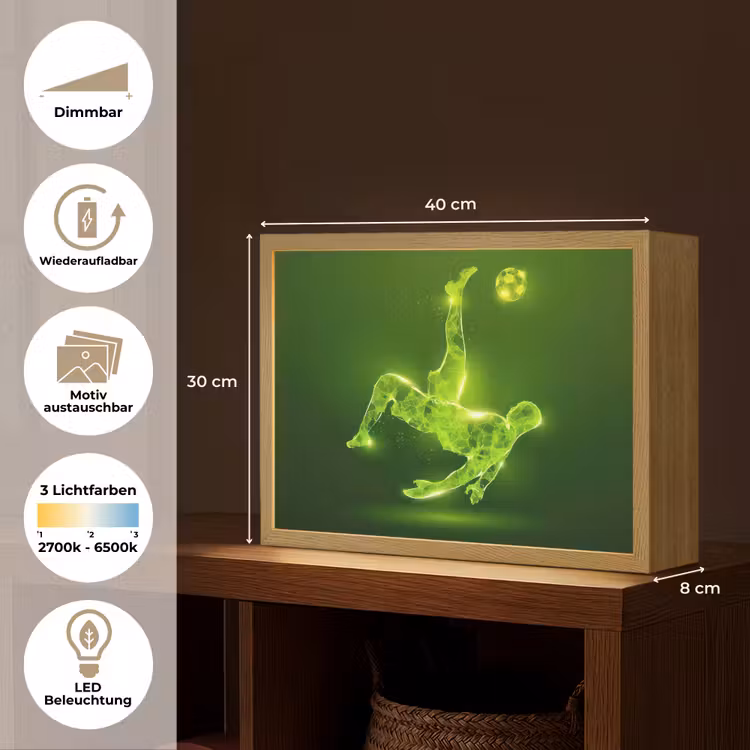 Voetbal - Groen - Omhaal Light Box met batterij (Wandlamp kind) middel -USP_websiteoverzichtDE