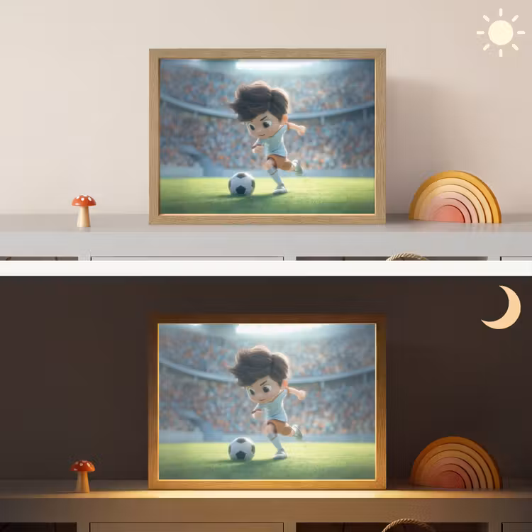 Voetbal - Jongen - Stadion Light Box met batterij (Wandlamp kind) middel -sfeer3_kind