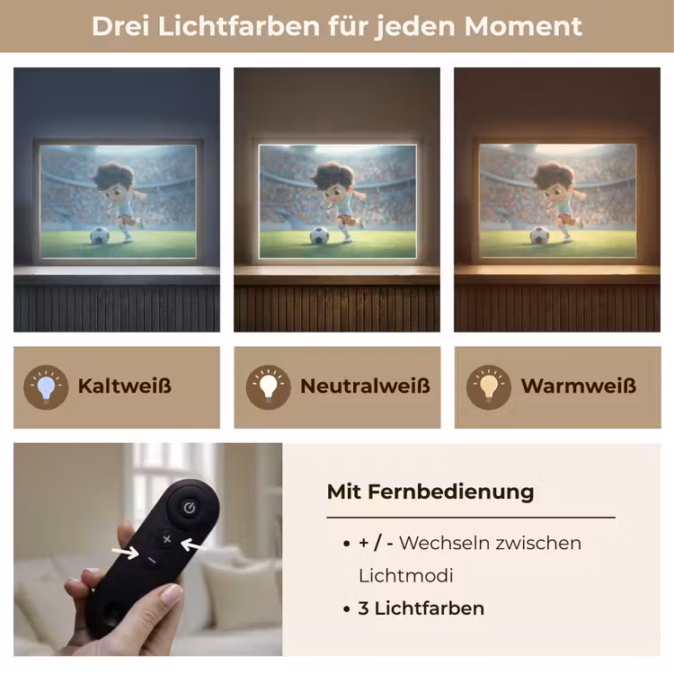 Voetbal - Jongen - Stadion Light Box met batterij (Wandlamp kind) middel -USP_lichtkleurDE