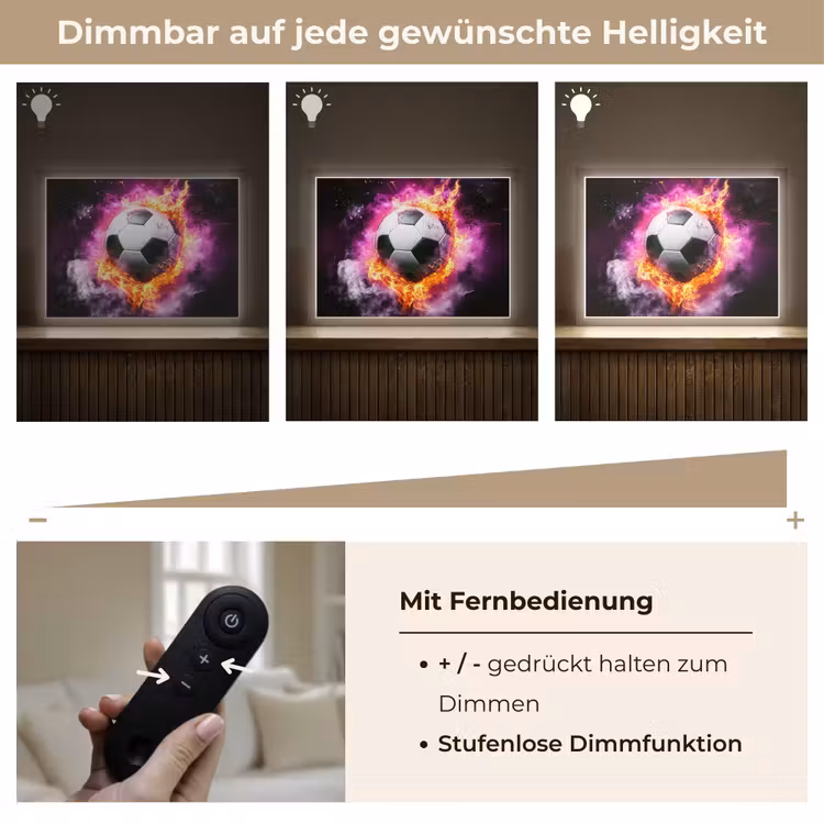 Voetbal - Roze - Vuur Light Box met batterij (Wandlamp kind) middel -USP_dimbaarDE