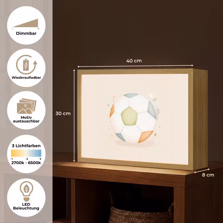 Voetbal - Rond - Pastel Light Box met batterij (Wandlamp kind) middel -USP_websiteoverzichtDE