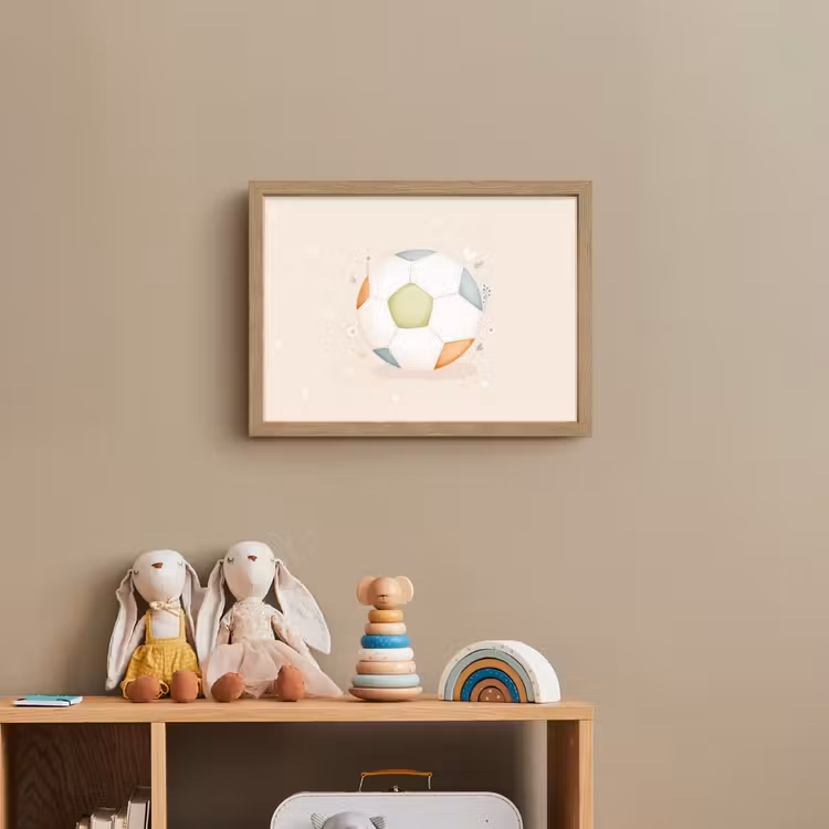 Voetbal - Rond - Pastel - Stippen Light Box met batterij (Wandlamp kind) middel -sfeer2_kind