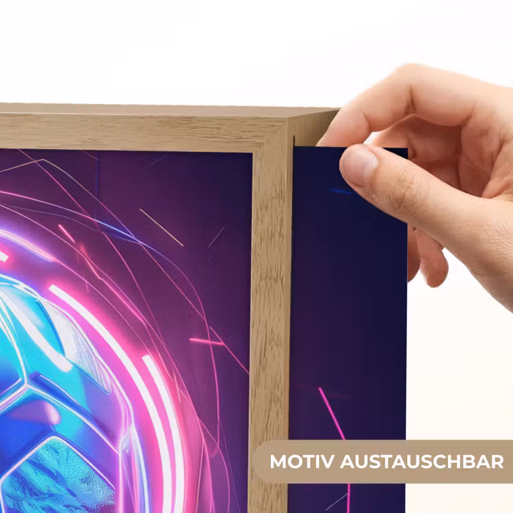 Voetbal - Sport - Blauw - Paars Light Box met batterij (Wandlamp kind) middel -USP_websiteprintDE