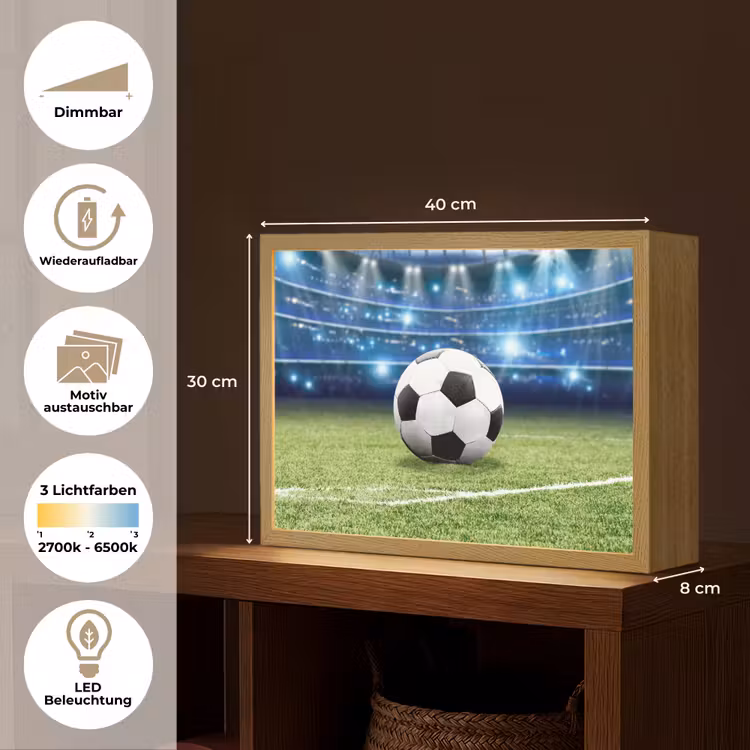 Voetbal - Stadion - Bal - Jongens Light Box met batterij (Wandlamp kind) middel -USP_websiteoverzichtDE