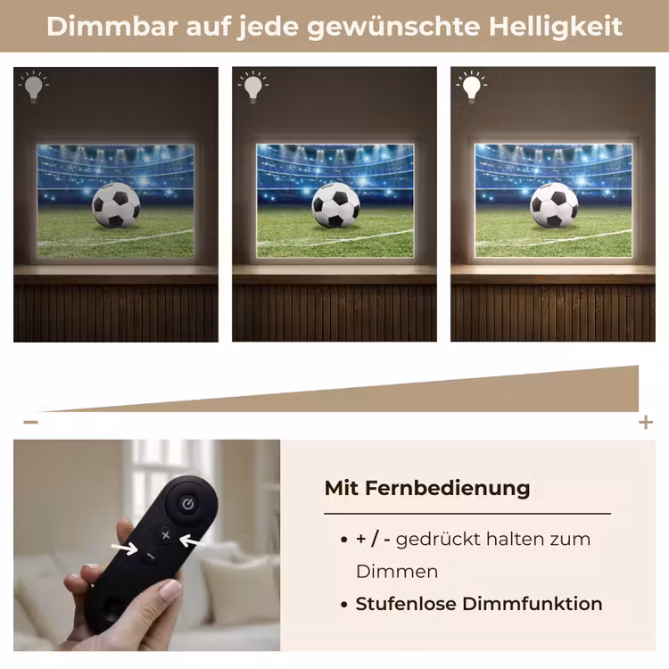 Voetbal - Stadion - Bal - Jongens Light Box met batterij (Wandlamp kind) middel -USP_dimbaarDE