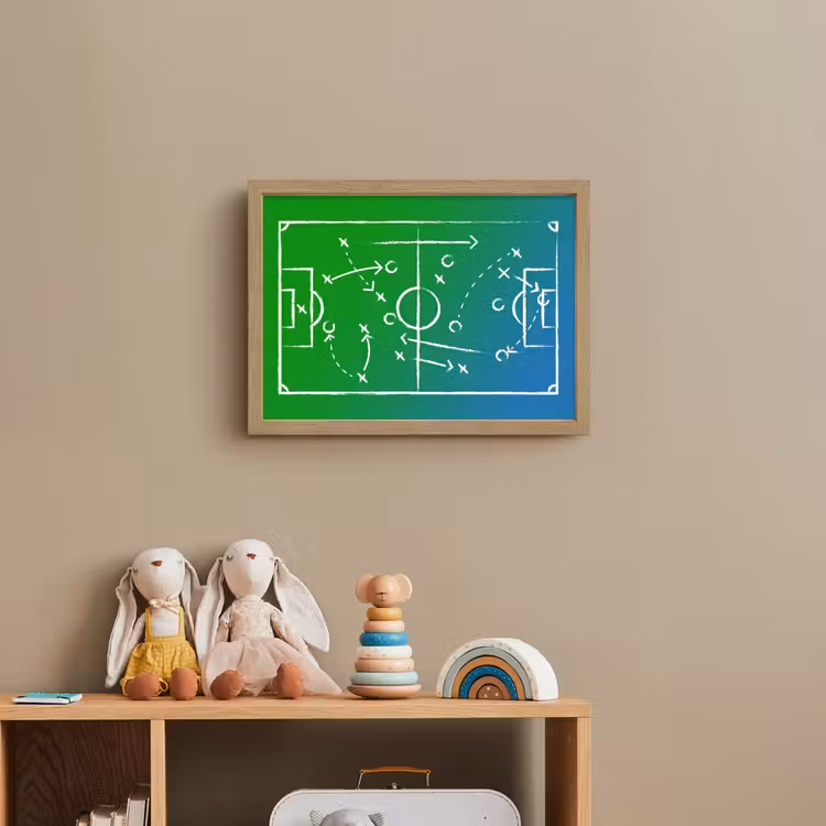 Voetbal - Tactiek - Spel - Groen - Blauw Light Box met batterij (Wandlamp kind) middel -sfeer2_kind