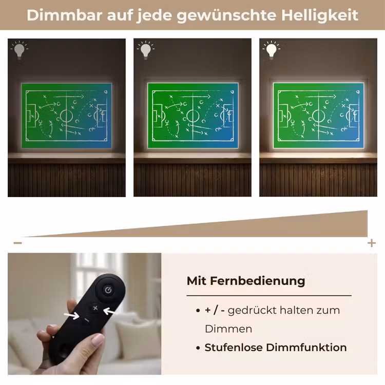 Voetbal - Tactiek - Spel - Groen - Blauw Light Box met batterij (Wandlamp kind) middel -USP_dimbaarDE