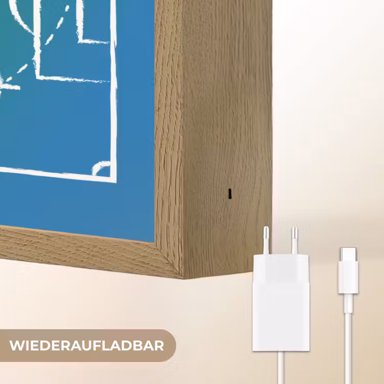 Voetbal - Tactiek - Spel - Groen - Blauw Light Box met batterij (Wandlamp kind) middel -USP_websiteoplaadbaarDE