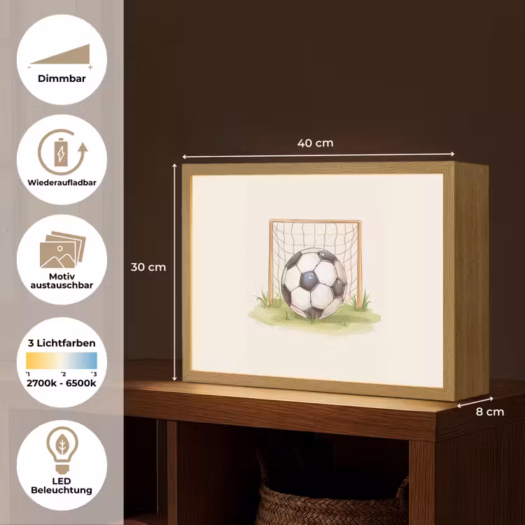 Voetbal - Goal - Gras - Beige Light Box met batterij (Wandlamp kind) middel -USP_websiteoverzichtDE