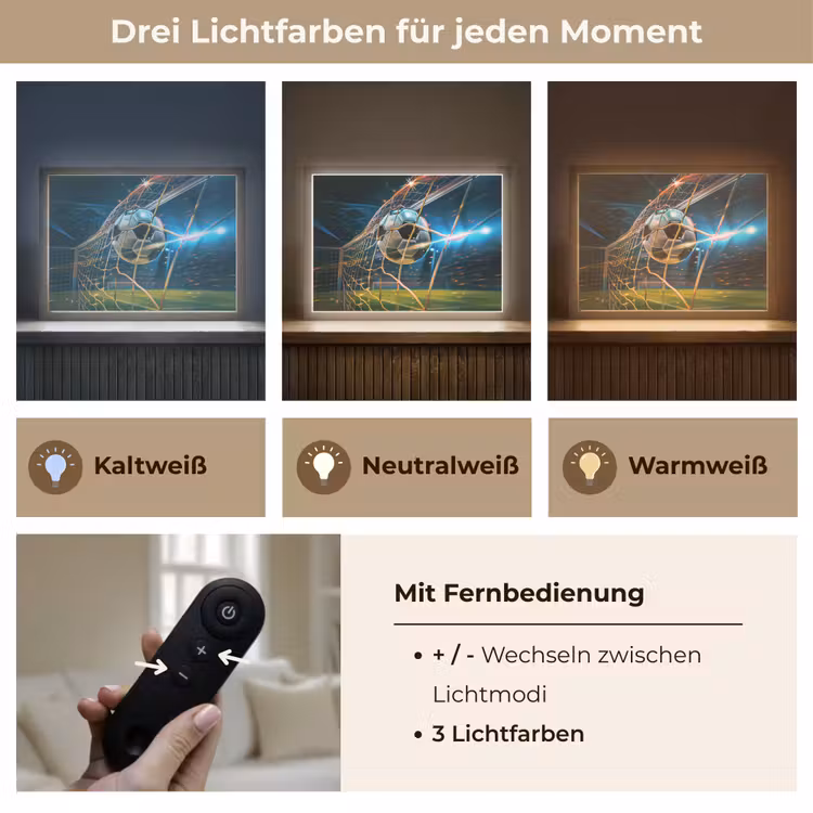 Voetbal - Goal - Sport - Jongens Light Box met batterij (Wandlamp kind) middel -USP_lichtkleurDE