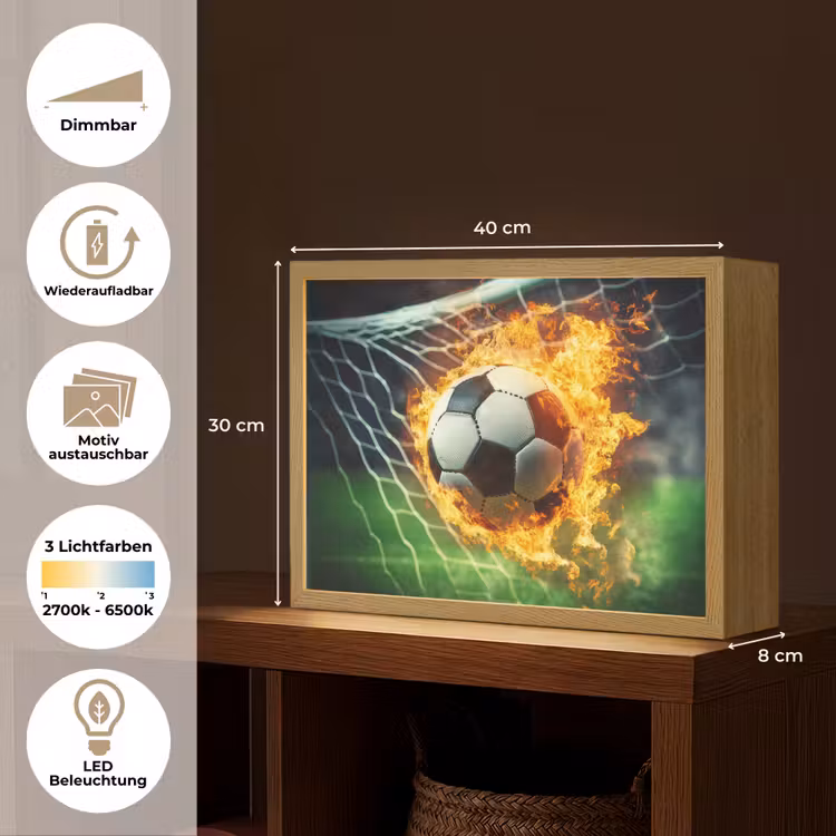Voetbal - Goal - Doelnet - Vuur Light Box met batterij (Wandlamp kind) middel -USP_websiteoverzichtDE