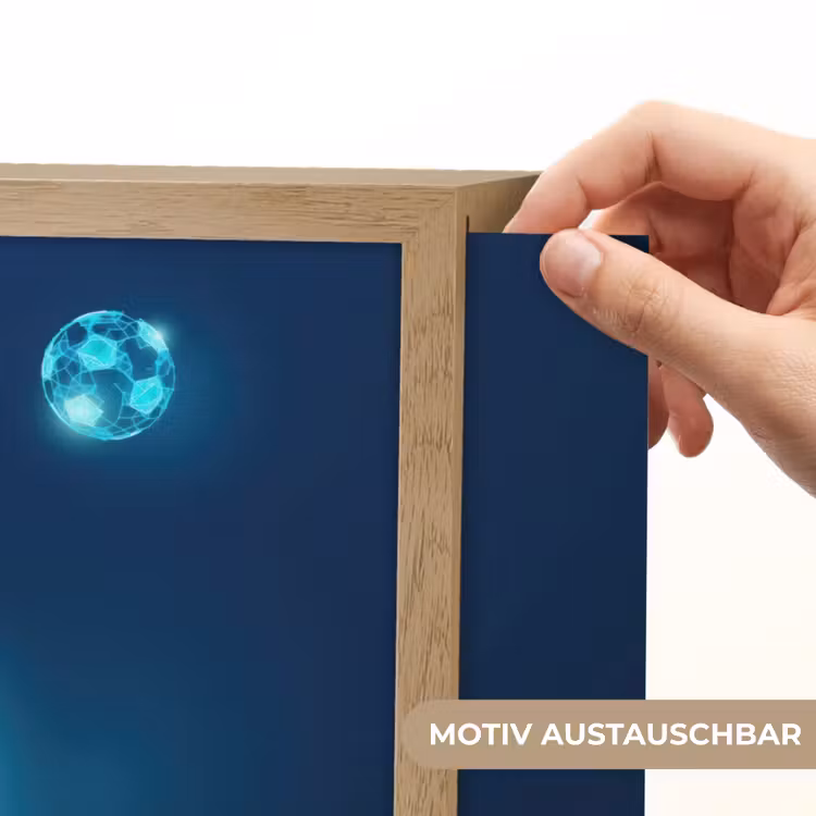 Voetballer - Blauw - Neon Light Box met batterij (Wandlamp kind) middel -USP_websiteprintDE