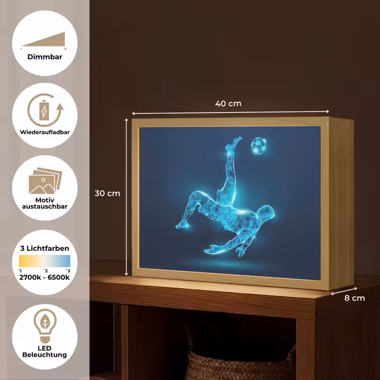 Voetballer - Blauw - Neon Light Box met batterij (Wandlamp kind) middel -USP_websiteoverzichtDE