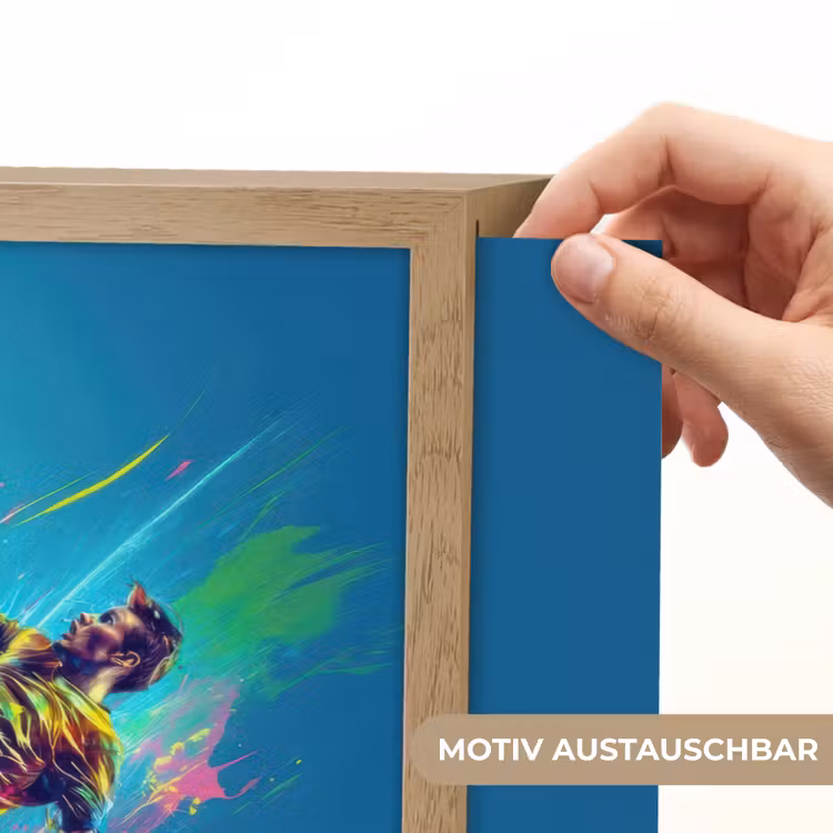 Voetballer - Verfspatten - Kleurrijk - Bal Light Box met batterij (Wandlamp kind) middel -USP_websiteprintDE