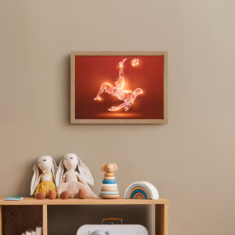 Voetballer - Omhaal - Rood - Neon Light Box met batterij (Wandlamp kind) middel -sfeer2_kind