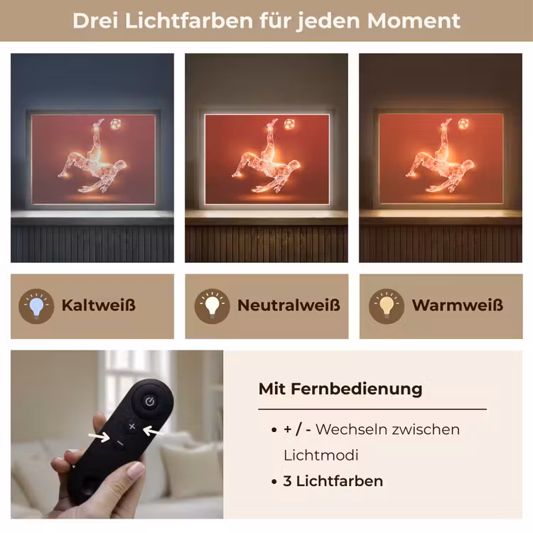 Voetballer - Omhaal - Rood - Neon Light Box met batterij (Wandlamp kind) middel -USP_lichtkleurDE