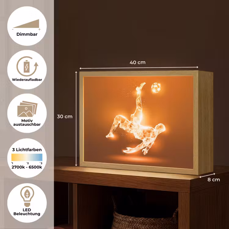 Voetballer - Oranje - Voetbal - Omhaal Light Box met batterij (Wandlamp kind) middel -USP_websiteoverzichtDE