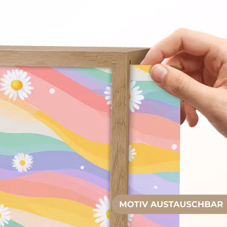 Madeliefjes - Kleurrijk - Pastel Light Box met batterij (Wandlamp kind) middel -USP_websiteprintDE