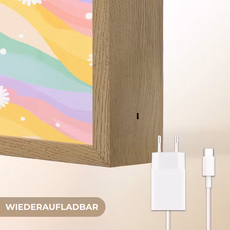 Madeliefjes - Kleurrijk - Pastel Light Box met batterij (Wandlamp kind) middel -USP_websiteoplaadbaarDE