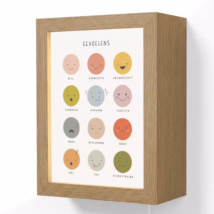 Gevoelens - Leren voor kinderen - Educatief - Kleuren Light Box met kabel (Wandlamp kind) klein -3d