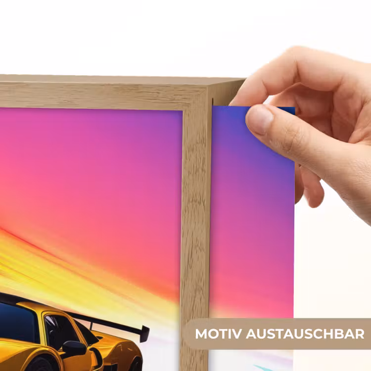Gele raceauto - Kleurrijk - Neon Light Box met batterij (Wandlamp kind) middel -USP_websiteprintDE