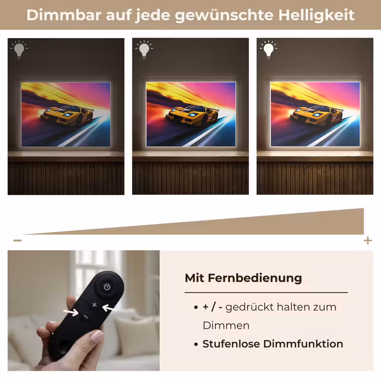 Gele raceauto - Kleurrijk - Neon Light Box met batterij (Wandlamp kind) middel -USP_dimbaarDE