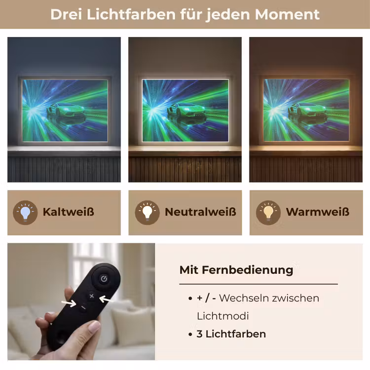 Snelheid - Licht - Sportwagen - Groen Light Box met batterij (Wandlamp kind) middel -USP_lichtkleurDE