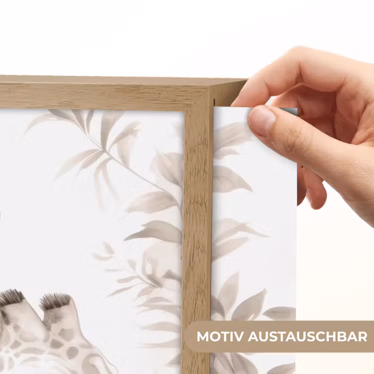 Giraffe - Bladeren - Bruin - Jungle - Kind Light Box met batterij (Wandlamp kind) middel -USP_websiteprintDE