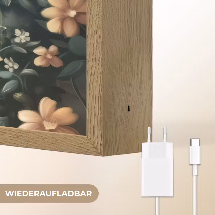 Giraffe - Jungle - Bloemen Light Box met batterij (Wandlamp kind) middel -USP_websiteoplaadbaarDE
