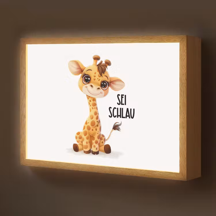 Giraf - Wees slim - Quote - Dier Light Box met batterij (Wandlamp kind) middel -z3d_website